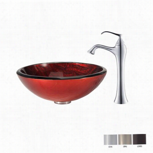 Kraus C-gv-692-19mm-15000 Charon Glass Vessel Bathroom Drain With Ventus Faucet