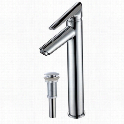 Kraus Fvs-1800-pu-10ch Deucs Single Lever Deal With Vesseo Faucet With Mwtching Pop  Up Drain In Chrome