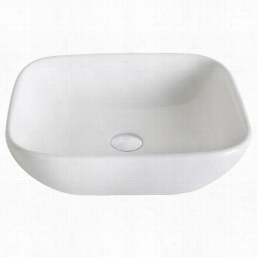 Kraus Kcv-127 Elavo Ceramic Soft Squar E Vessel Bathroom Sunnk In White