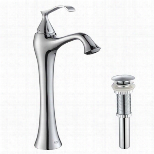 Kraus Kef-15 000-pu-10ch Ventus Single Lever Vess El Faucet In Chrome With Pop Up Drain