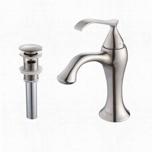 Kraus Kef-15001-pu16bn Ventus Snigle Lever Basin Faucet And  Pop-up Draiin With Overffloww In Brushed Nickel