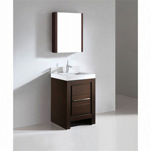 Madeli B999-24-001-wa-q Sv2230-24-110-wh Vicenza 24"" Vanity In Walnut With Single Hole Faucet White Quartzstone Top