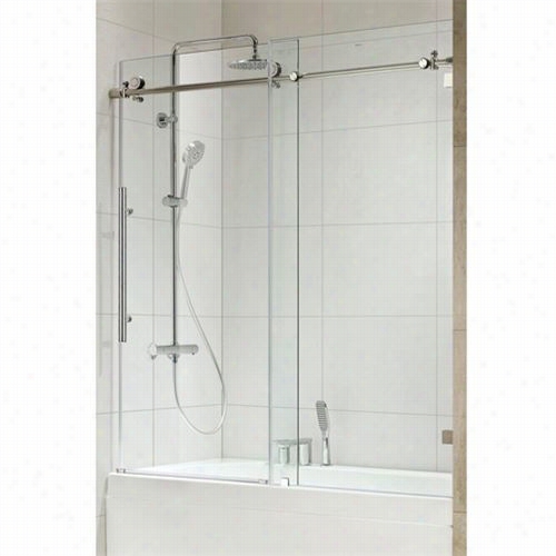 Paragon Bath 0asbs03 Trident Premium 3/8""  Thickc Lear Glass Fframeless Sliding Shower Door In Chrome