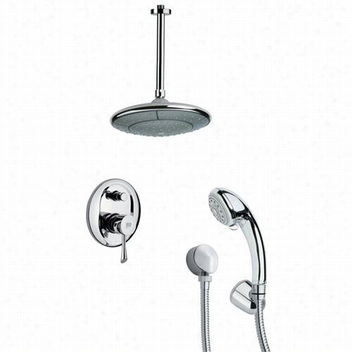 Remer By Nameek's Sfh6005 Orsino 16 1/2"" Ceiling Mounted Shower Faucet In Chrome With Haand Shower And 2-1/8"&"w Wall Outtlet