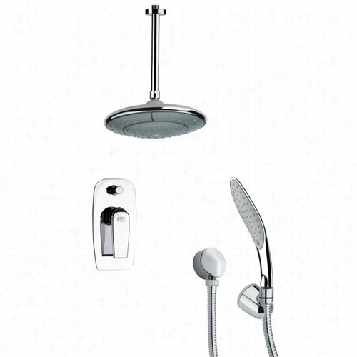 Remer Along Naemek's Sfh6006 Orsino 16-1/2&quto;" Ceiling Mounted Shower Faucet In Chrome With Handheld Shower And 6""h Diverter