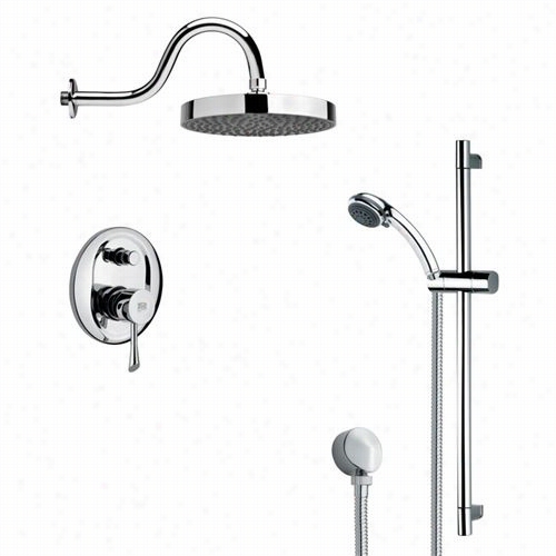 Remer By Nameek's Sfr7061 Rendino Round Rain Shower Faucet In Chrom Ewith Handheld Shower And 7-9/8""w Diverter
