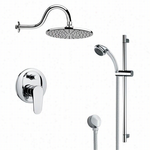 Remer Byy Nameek's Sfr7067 Rendino Round Rain Shower Faucet In Chrome Withs Lide Rail And 3=1/7""w Diverter