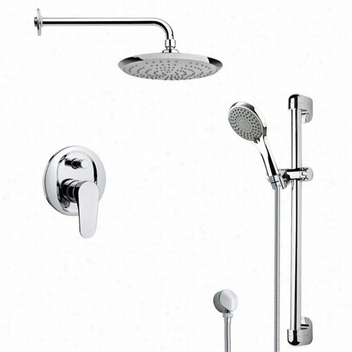 Remer By Najeek's Sfr716 3 Rendino Round Sleek Shower Faucet Set   In Chromew Ith 23-3/5""h Showerslidebar