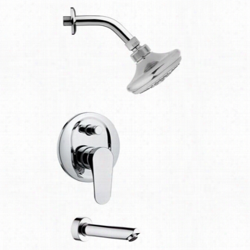 Remer By Naneek's Tsf2242 Peleo Round Sleek Shower System In Chrome With 4-1/3&quott;"w Diverter