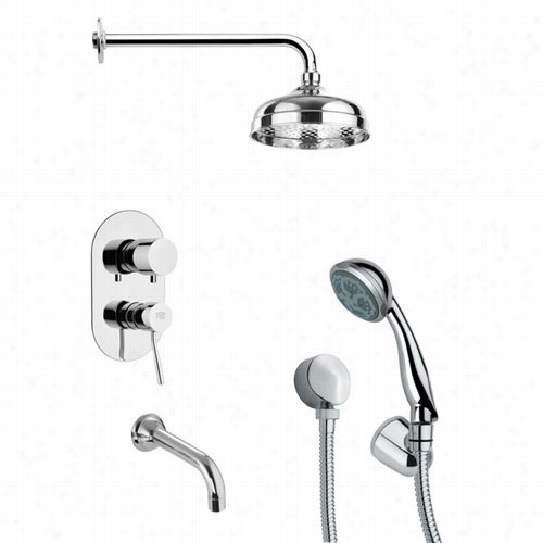 Remer  By Nameek's Tsh4026 Tyga R Ound Tub And Shower Faucet In Chrome With Hanhdeld Shower And 5""w Tub Spout