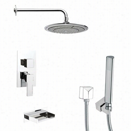 Remer By Nameek's Tsh4038 Tyga Modern Square Shower System In C Hrome With 1-1/6""w Handheld Shower