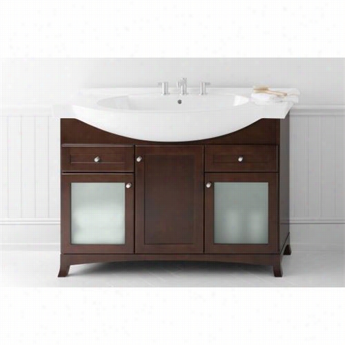 Ronbow 053847-71-h01 Adara 47""; Space Saver Vanity Cabinet With Frosted Glass Doors, 1 Wood Door And 2 Drawers Iin Dark Cherry