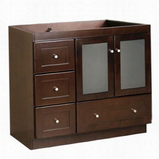 Ronbow 081930-1l Shaker 30&quto;" ; Vanity Ccabinet Wtih 2 Frosted Glass Doors, 3 Left Drawers And Botto M Drawer