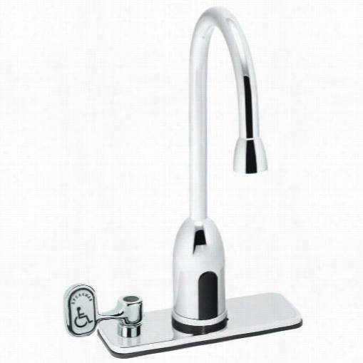 Speakman S-9118-ca Sensorflo Battery Powered Sen$or Gooseneck Faucet With 4" " Deck Plate, Under Counter Mechanical Mixer And Manual Override