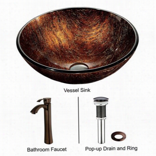 Vigo Vgt197 Kenyan Twilight Vessel Sink In Multicolor With Oil Rubbed Bronze Faucet