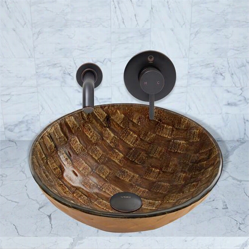 Vigo Vgt879 Playa Glass Vessel Sink And Olus Wall Mount Fa Ucet Set In Ancient Rarity Rubbed Bronze