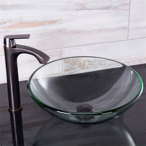 Vigo Vgt89 Crystalline Glass Tube Sink Adn Linus Vessel Faucet Ste