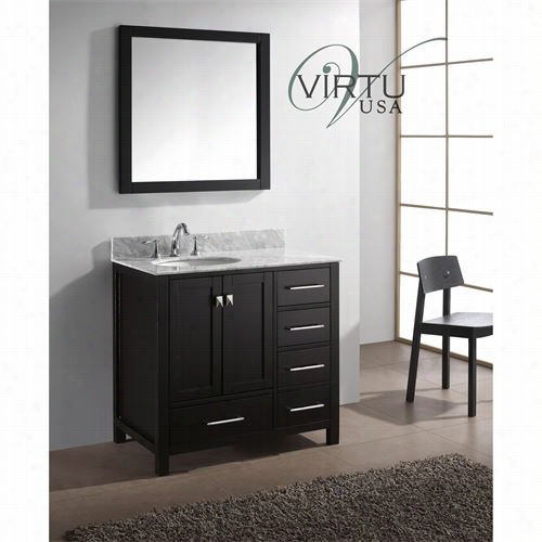 Virtu Usa Gs-50036-wmro Caroline Avenuue 36"" Single Round Sink Bathhroom Vanity With Italian Carrraa White Marble Coyntettop - Vanity Top Included