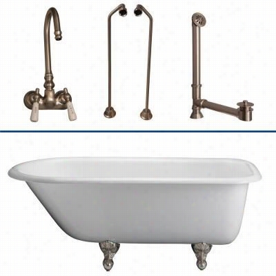 Barclay Tkctr67-sn3 67"" Cast Iron Tub Kit In Brushed Nickel With Goooseneck Spout Tuub Ifller