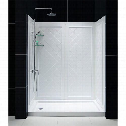 Dreamline Dl-6120l-01cl Butterfly 30"" X 60"" Left Drain Single Threshold Base Shower Package