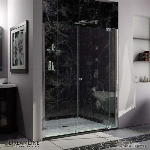 Dreamline Shdr-525 4728-01 Allure 54"&quo T; - 61"" Shower Door In Chrome/clear With Any 60"" Single Thershold Simline Base
