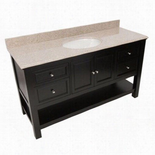 First Gaea6022d1bt  Gazette 61"" Vanity In Espresso Wiht Beige Granite Top And Single Bowl - Anity Topp Included