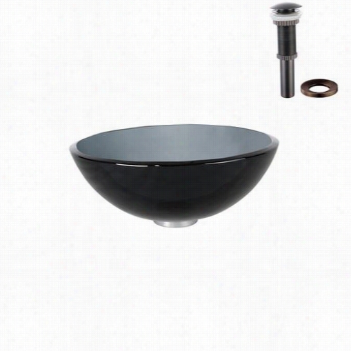 Kraus Gv-104-14-orb Balance Accounts Black 14 "" ; Glas Vessel Sink With Pop Up Drian And Mounting Ring In Oil Rubbed Bronze