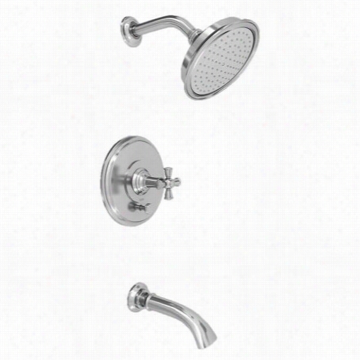 Newport Brass 3-2442bp Single Handle Tub And Shier Valve Trim With Tub Spout, Showerhead, And Metal Cross Handle