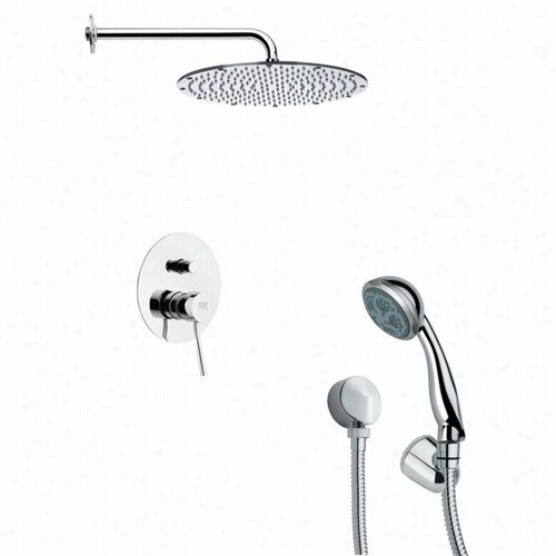 Remer By Nameek's Sfh6093 Orsino 13-7/9"" Round Shower Faucet In  Chrome With Hand Shower And 4-4/7""h Diverter