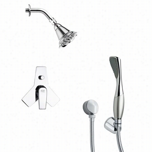 Remer By Nameek's Sfh61822 Orsino 4-5/7"" Modern Shpwer Faucet In Chrome With Handiwork Shower And 5-1/3""h Diverter