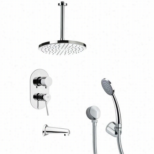 Remer  By Nameek's Tsh40014 Tyga Modern Tub And Shower Fauect In Chrome With Handheld Shower