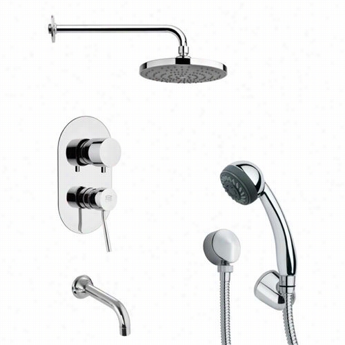 Remer Through  Nameek's Tsh4165 Tyga Modern Tub Ahd Shower Faucet In Chrome With Hand Shower And 7-7/8""w Shower Hea D