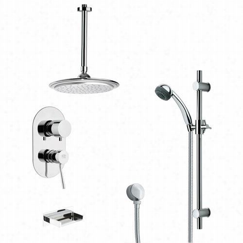 Remmer By Nameek's Tsr9010 Galiano Moern Tub And Rain Shower Faucet In Chrome Witth 27-5/9""h Shower Slidebar