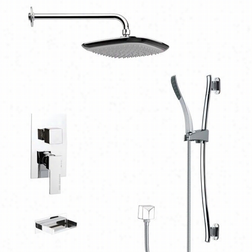 Remer By Nameek's Tsr9115 Galiano Tub And Rain Shower Faucet In Chrome With Slide Ril And  4-1/3""w Diverter