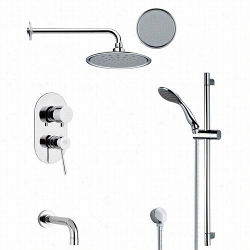 Remer By Nameek's Tsr9137 Galiano Round Ttub And Ran Shower Faucet Set In Chrome With 3""w Handheld Shower