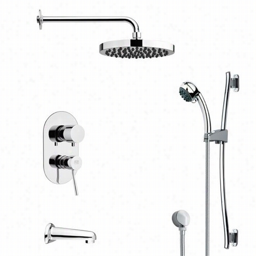 Remer By Nameek's Tsr9142 Galiano Round Tub And Rain  Shower Faaucet Set In Chrome With -77/8""w Shower Head