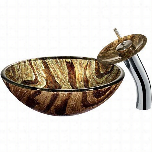 Vigo Vgt028chrnd Zebra Vessel Si Nk In Multicolorw Ith Chrom E Waterfall Faucet