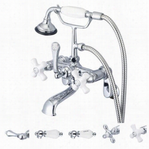 Water Creation F6-0009-01 Vintage Classi Adjustabld Center Wall Mount Tub Faucet With Swivel Wall Con Ector And Handheld  Shower In Polished Chrome