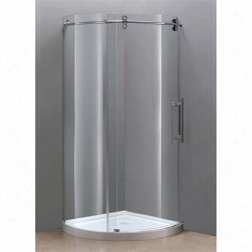 Aston Sen980-tr 40"" X 40&qot;" X 77-1/2"" Completely Frameless Round Showe Enclosure Wuth Base, Right Opening