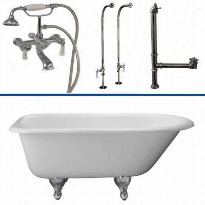 Barclay Tktrn67  67"" Cast Iron Tub Kot With Porcelain Leever Handles Tub Filler And Handsyower