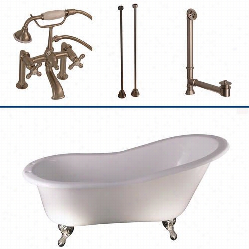 Barclay Tkcts7h67 67quot;" Cast Iron Slipper Bathtub Kit In White With Metal Put A~ Handle
