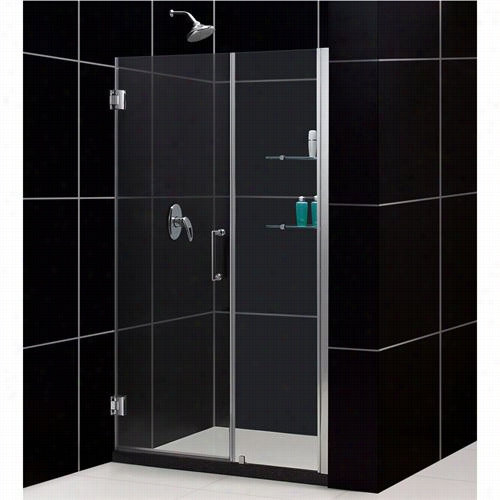 Dreamline Shdr-20487210cs Unidoor Frameless 48"" - 49"" Adjustable Shower Door Wigh Glass Shelves