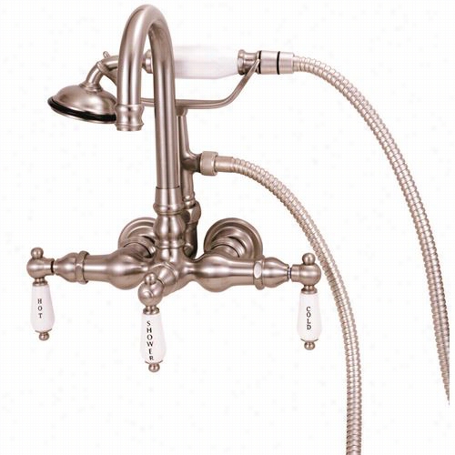 Elizabethan First-rate Ectw06 Tub Filler  With Gooseneck Spout, Handshower And Hot And Cold Porcelain Lever Handles