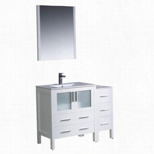 Fresca Fvn62-3012wh-uns Torino 4 2"" Mo Dern Bathroom Vanity In White With Side Cabinet Andu Ndermount Sink - Idle Show Top Included