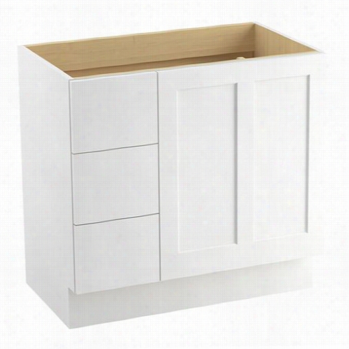 Kohler 99533-tkl Poplin 36"&quo R; Toe Kick  Vanity Cabinet Only With 1 Door And 3 Drawers On Left