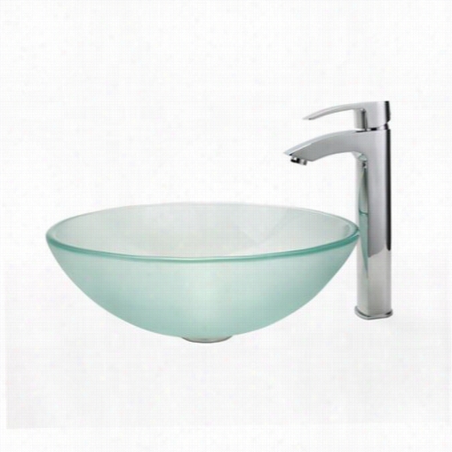 Kraus C-gv-101fr-12mm-1810ch Frosted Glss Vessel Sink And Visio Bathroom Faucet Chroje