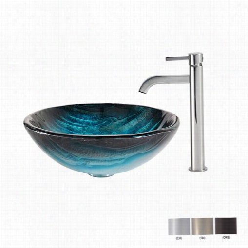 Kraus C-gv-399-19mm-1007 Ladon Glass Vessel Sink And Ramus Faucet