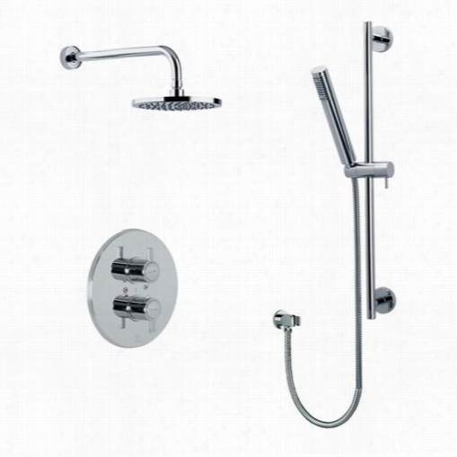 Ramon Soler By Nameeks Us-3344d Drako Chrome Shower Set With Rough, Shower Rail And Shower Chief