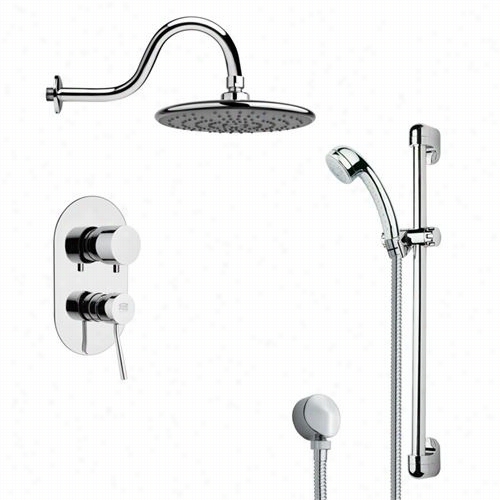 Remer By Nameek's Sfr7071 Rendino Round Rain Shower Faucet In Chrome With 23-5/8""h Shower Slidebar