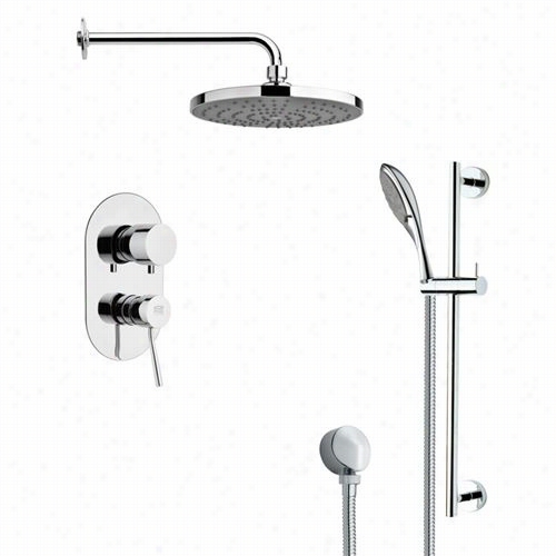 Remer By Nameek's Sfr7083 Rrndino Soothe Rain Shower Faucet In Chrome With Slide Rail And 4""w Diverter